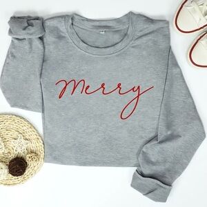 Merry Script Graphic Lightweight Sweatshirt